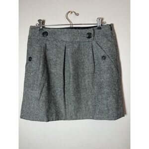 Banana Republic Size 6 Skirt Herringbone Short Career Black Grey Pockets Work